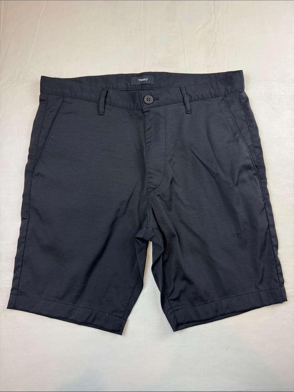 Theory Black Men's Flat-Front Tailored Shorts Size 30